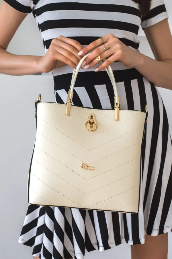 İmpolo Brenda Krem Kadın Kol Çanta 25x30 Ebat