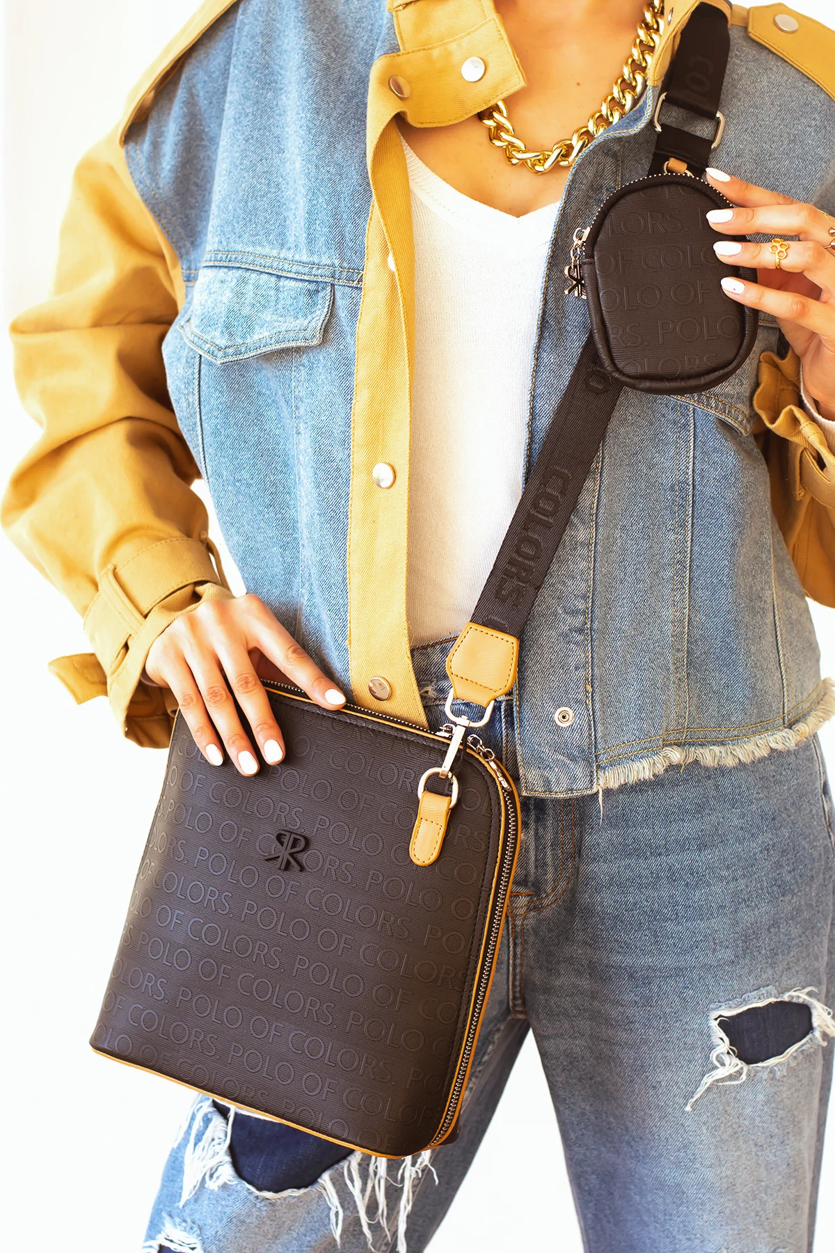 İmpolo Aisha Çapraz Spor Siyah Taba Kadın Çanta 24x26 Ebat