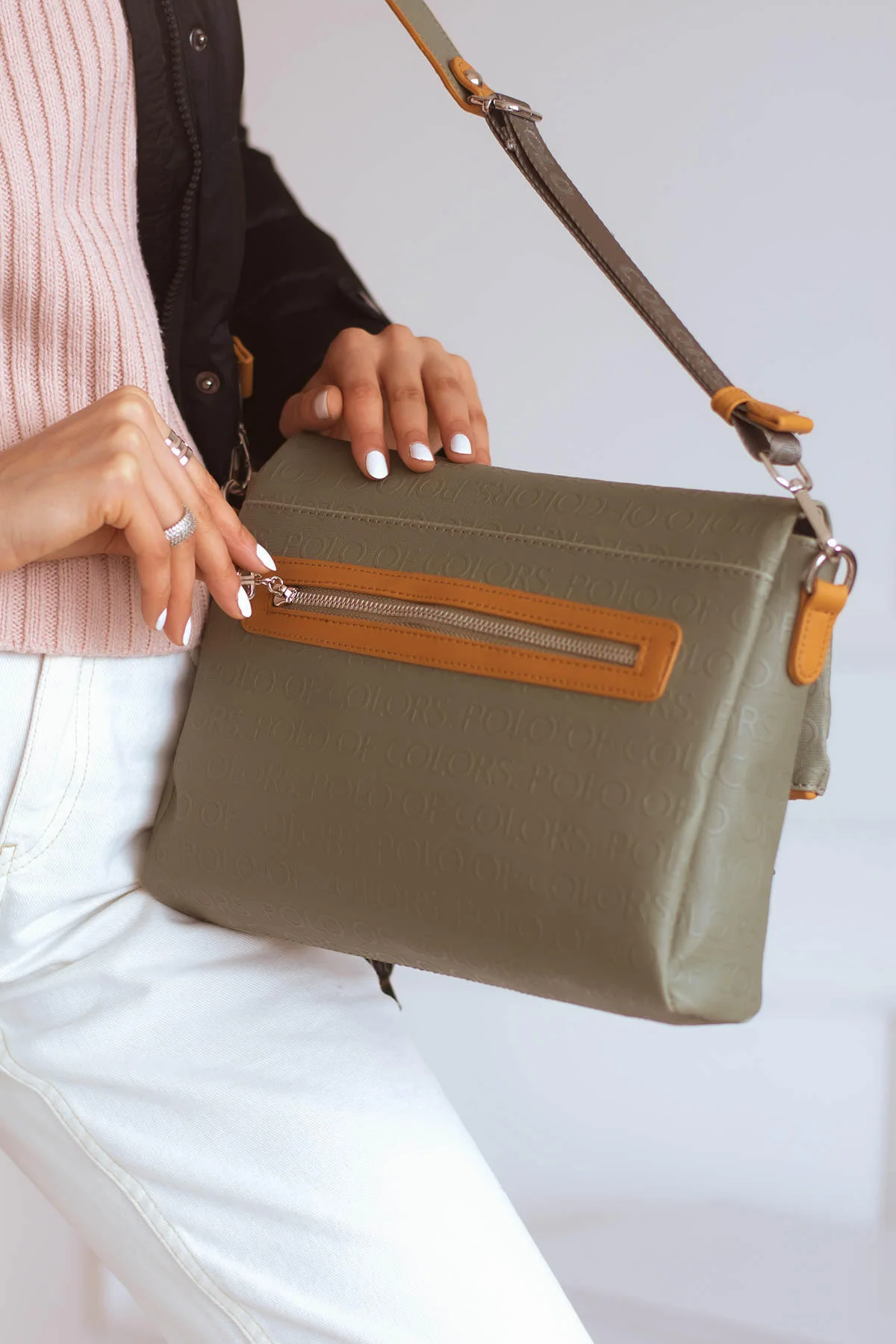 İmpolo  Barbara  Omuz Çapraz Yeşil  Taba   Kadın Çanta 25x30 ebat