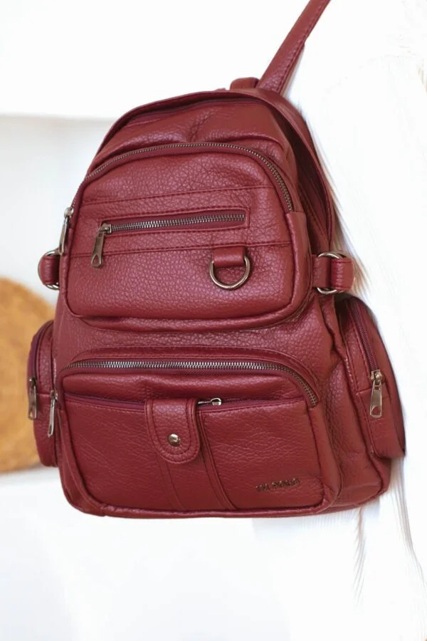 İmpolo Elina Geniş Ebatlı Yumuşak Bordo  Rolox Kadın Sırt Çanta
