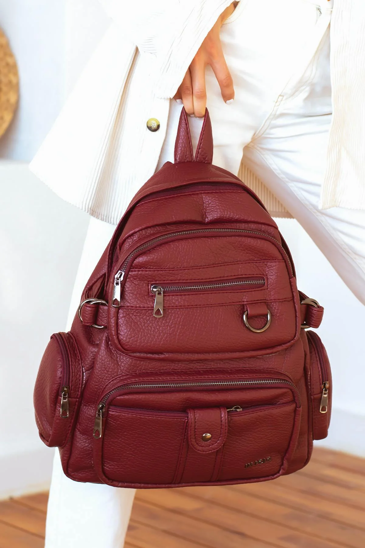 İmpolo Elina Geniş Ebatlı Yumuşak Bordo  Rolox Kadın Sırt Çanta - Görsel 3