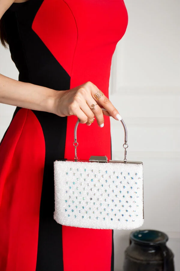 İmpolo Lily Beyaz  Kadın Abiye El Çanta 14x20 Ebat