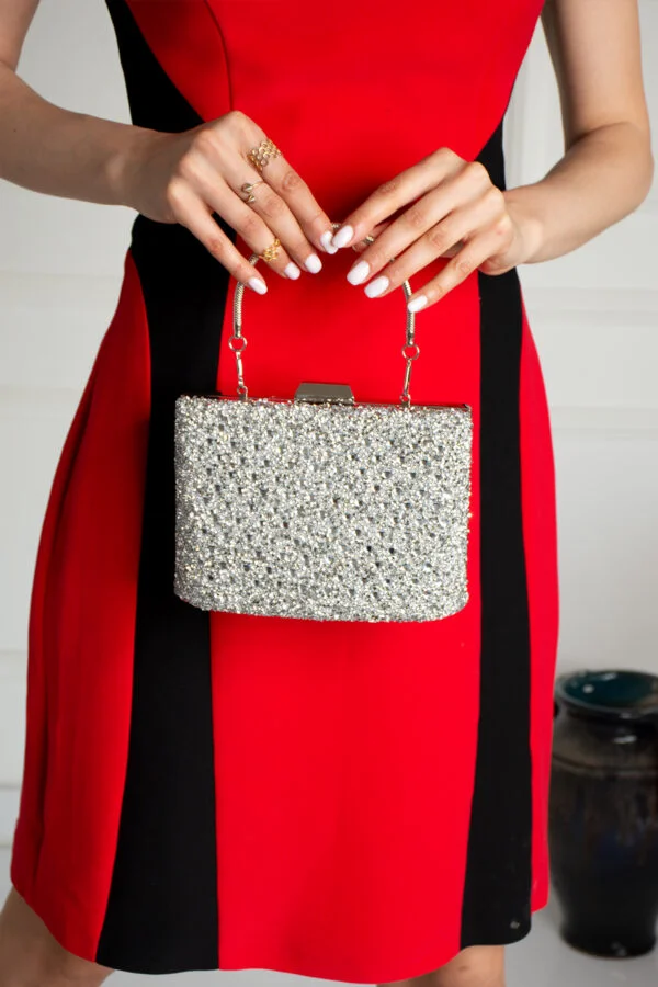 İmpolo Lily Gümüş  Kadın Abiye El Çanta 14x20 Ebat