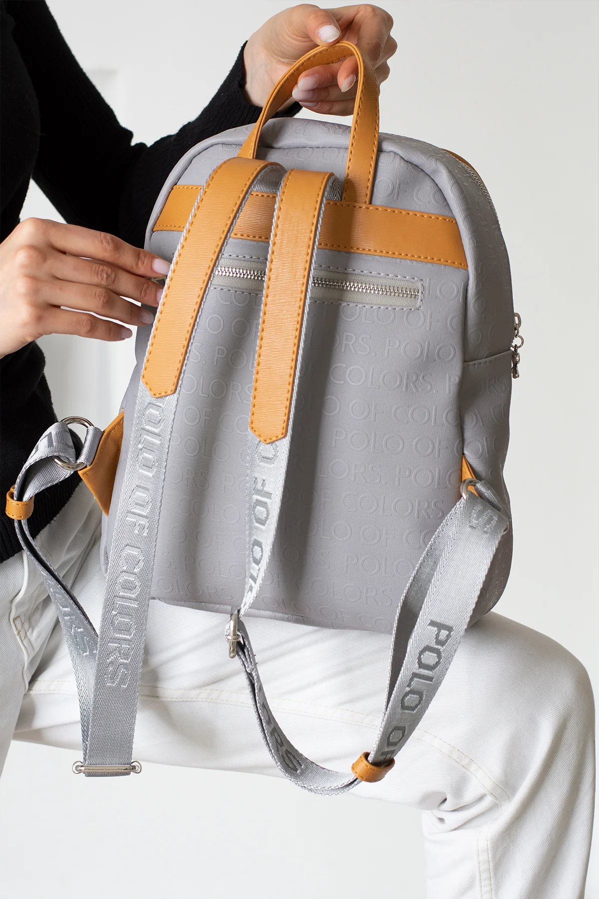 İmpolo Maya  Gri Taba Sırt  Kadın Çanta 35x28 Ebat - Görsel 3