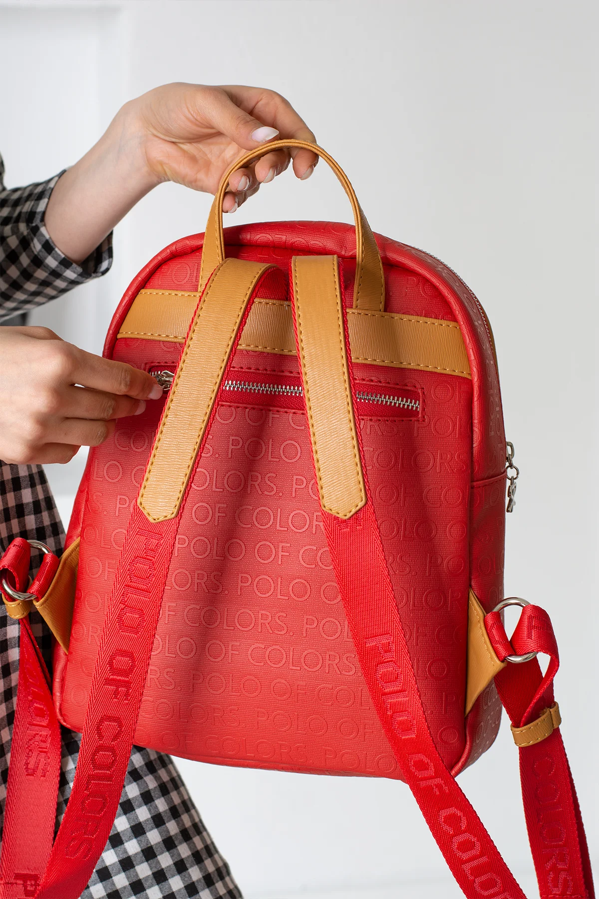 İmpolo Maya Kırmızı Taba  Sırt  Kadın Çanta 35x28 Ebat - Görsel 3