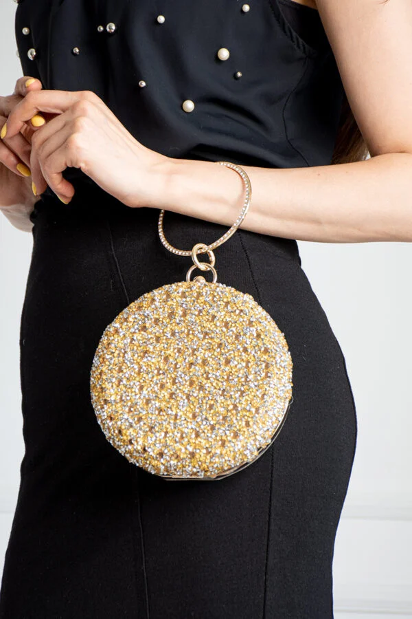 İmpolo Jesi Altın Taşlı Bilezik  Abiye Omuz Ve Kol Çanta 16x16 Ebat