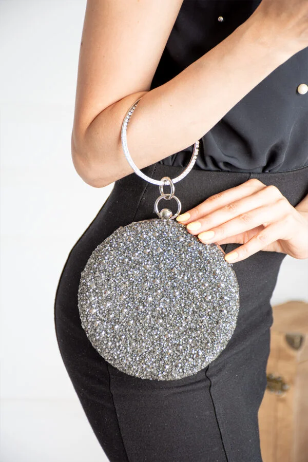 İmpolo Jesi Füme Taşlı Bilezik Abiye Omuz Ve Kol Çanta 16x16 Ebat