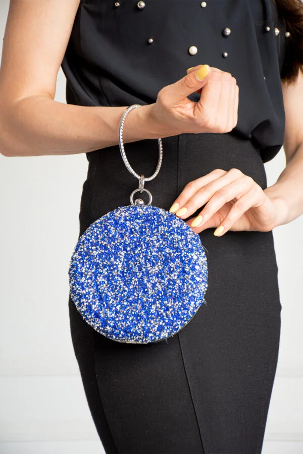 İmpolo Jesi Mavi Taşlı Bilezik Abiye Omuz Ve Kol Çanta 16x16 Ebat