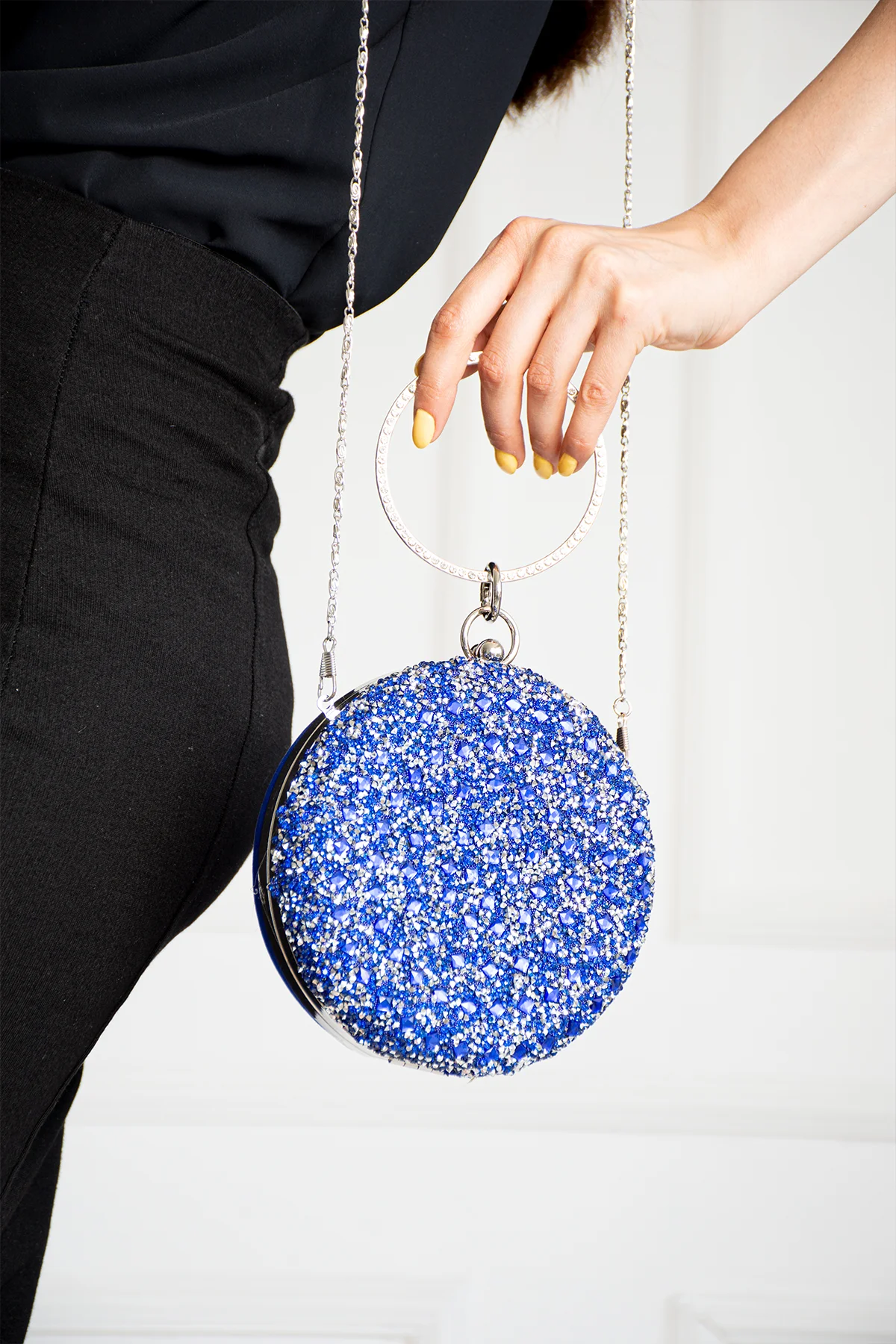 İmpolo Jesi Mavi Taşlı Bilezik Abiye Omuz Ve Kol Çanta 16x16 Ebat - Görsel 2