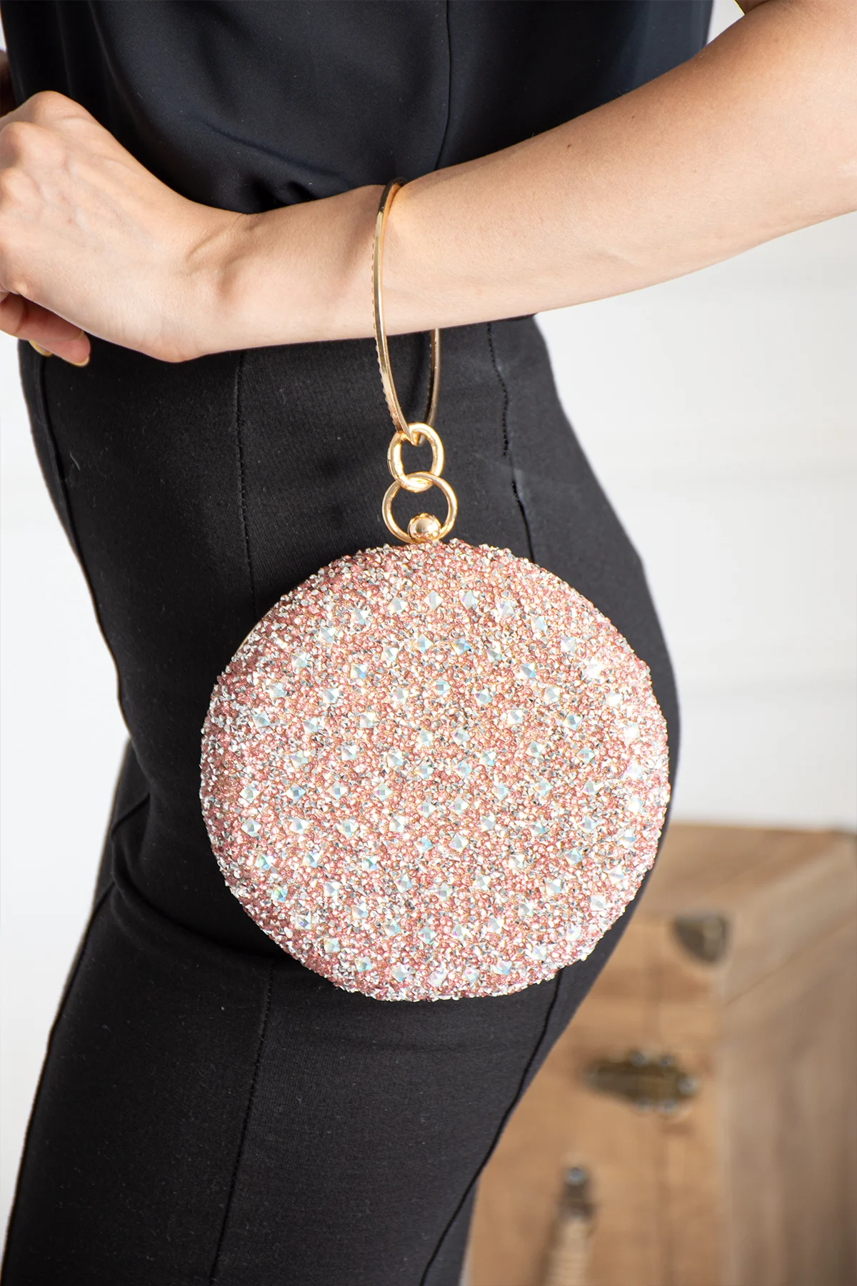 İmpolo Jesi Pudra Taşlı Bilezik Abiye Omuz Ve Kol Çanta 16x16 Ebat