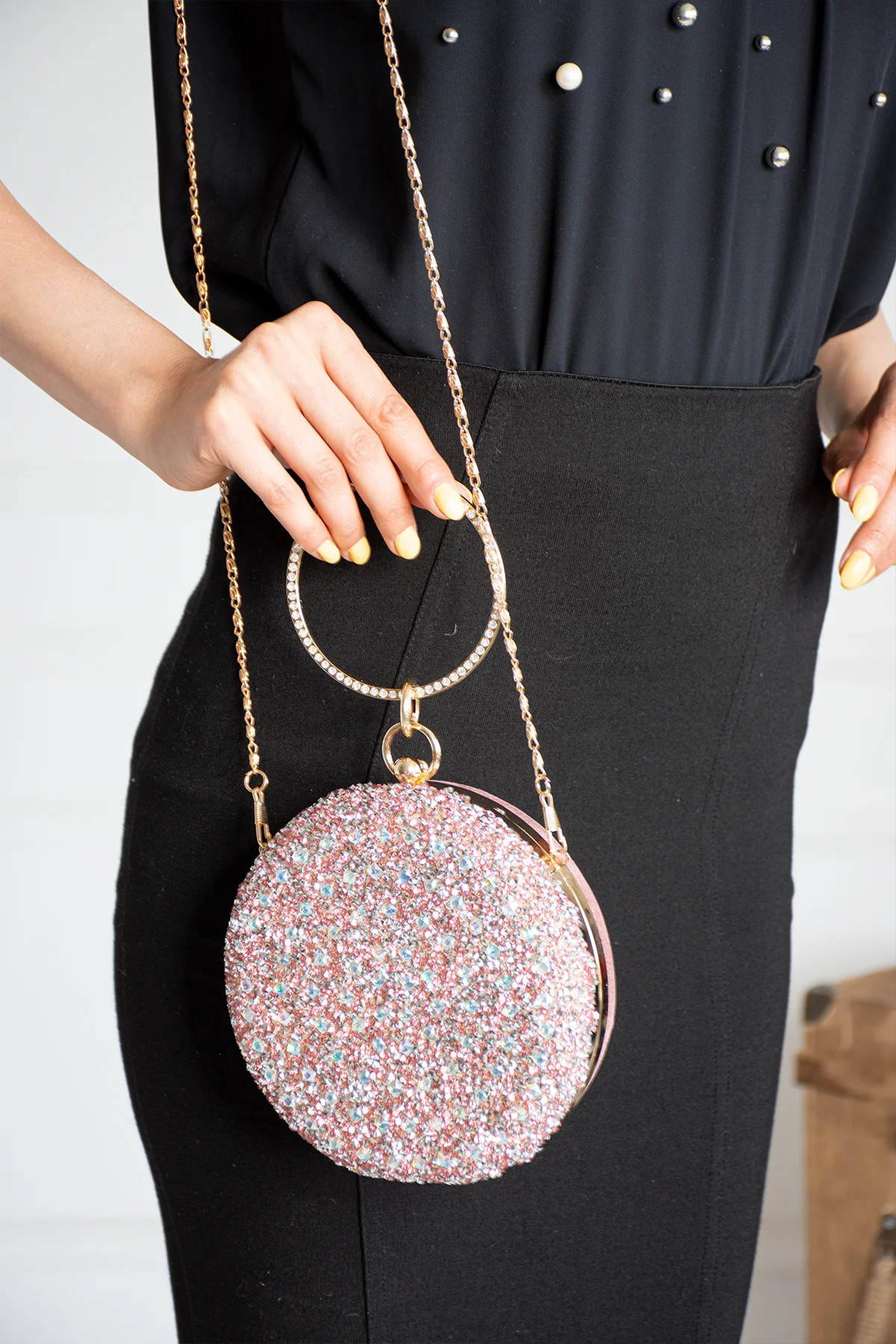 İmpolo Jesi Pudra Taşlı Bilezik Abiye Omuz Ve Kol Çanta 16x16 Ebat - Görsel 2