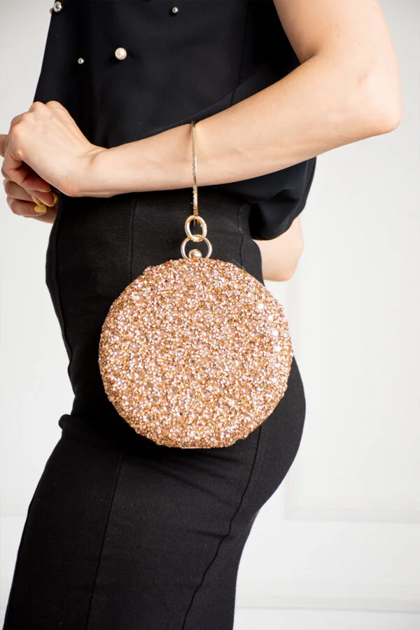 İmpolo Jesi Roz Taşlı Bilezik  Abiye Omuz Ve Kol Çanta 16x16 Ebat