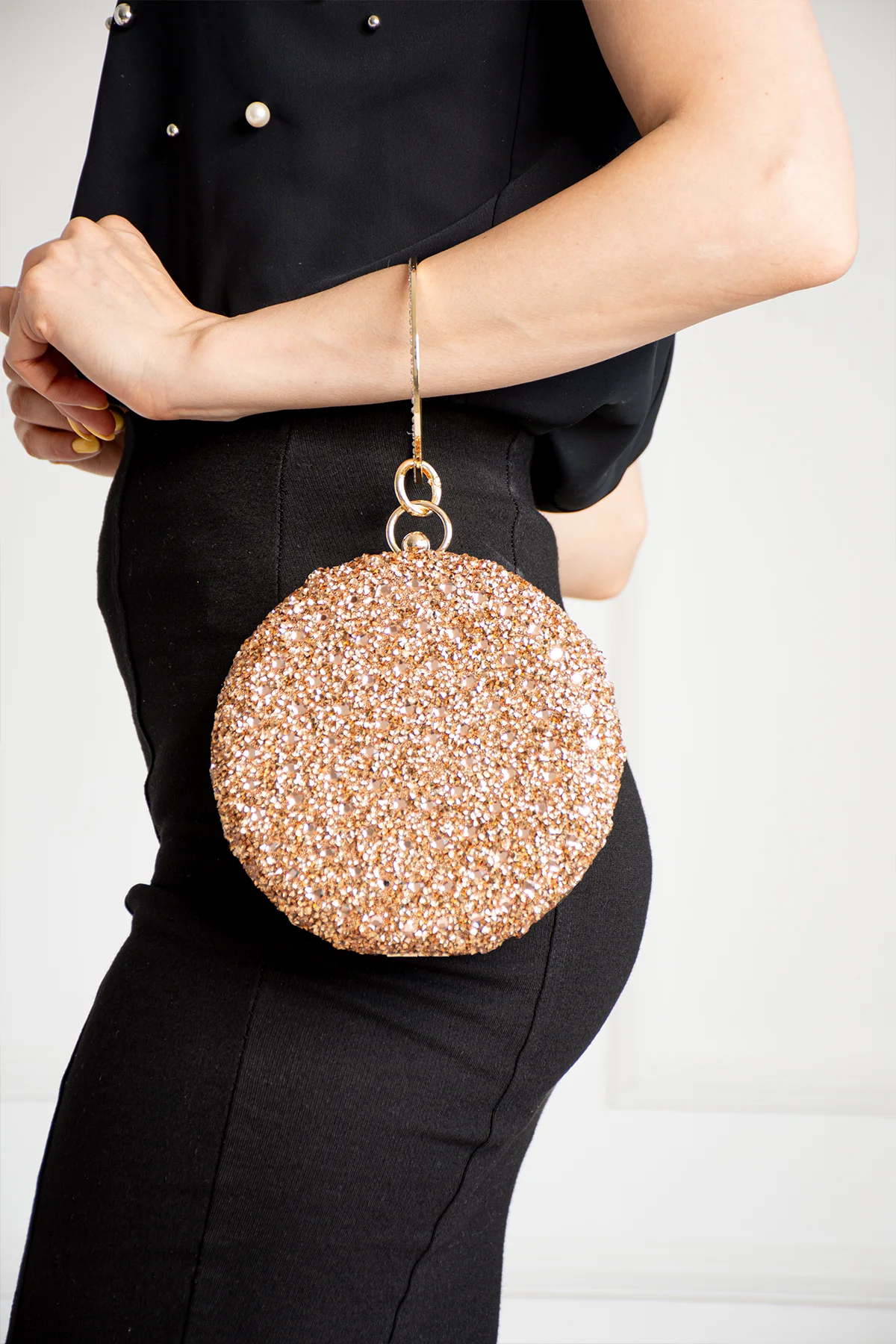 İmpolo Jesi Roz Taşlı Bilezik Abiye Omuz Ve Kol Çanta 16x16 Ebat