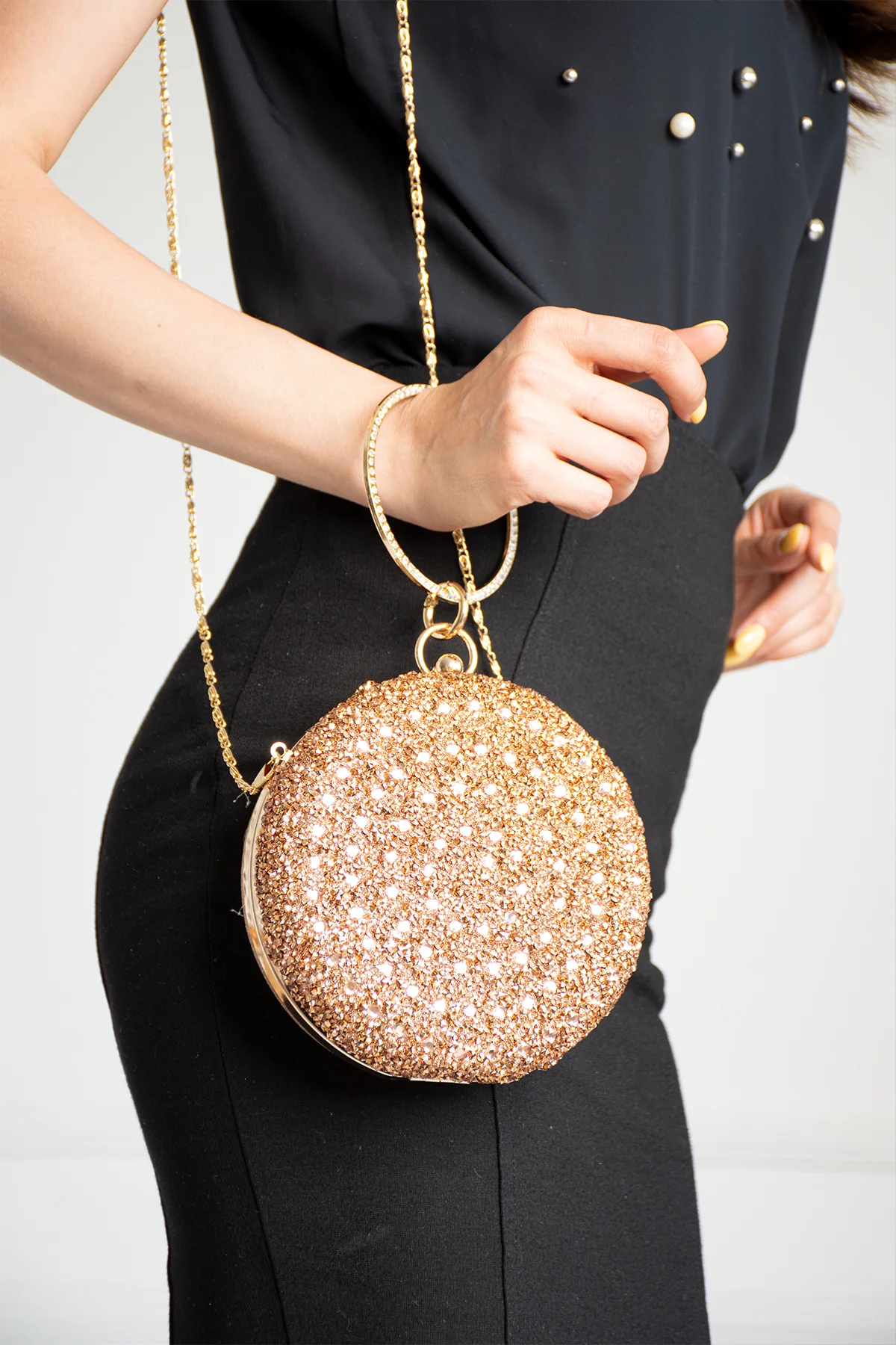 İmpolo Jesi Roz Taşlı Bilezik Abiye Omuz Ve Kol Çanta 16x16 Ebat - Görsel 2