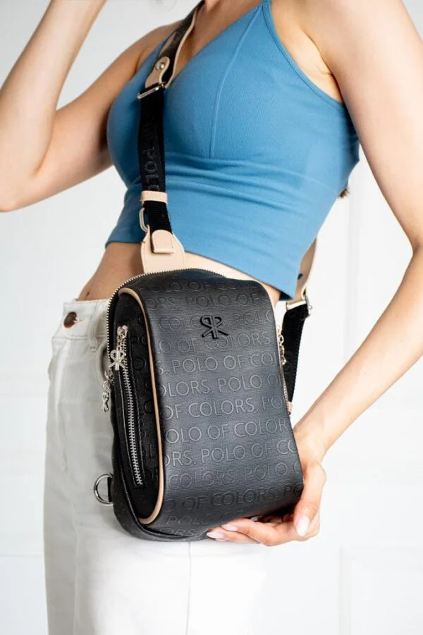 İmpolo Lilyan Siyah Kum Kadın Bel Ve Çapraz Çanta 25x16 Ebatında