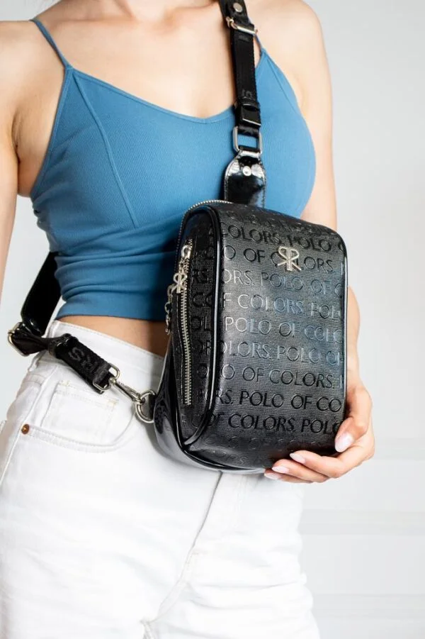 İmpolo Lilyan  Siyah Rugan Kadın Bel Ve Çapraz Çanta 25x16 Ebatında