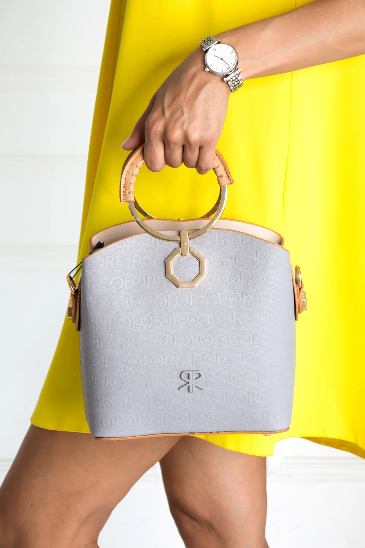 İmpolo Sophia Çember Saplı  Üç Gözlü P.Gri Omuz El Çanta 22x25 Ebat - Görsel 2