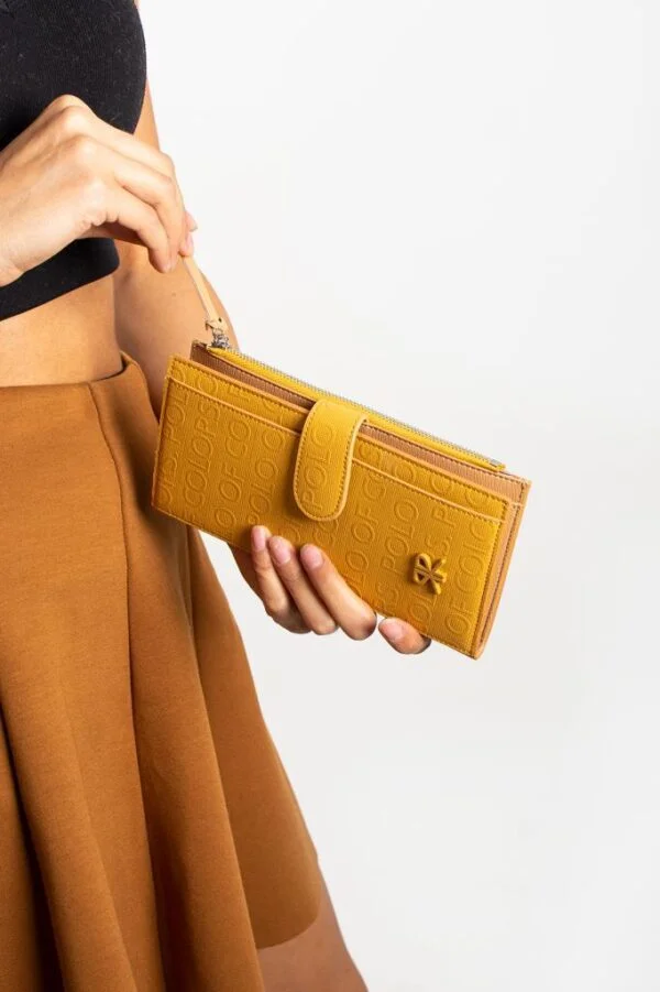 Impolo Selena Hardal Sarı Kadın El Cüzdanı 10x20 Ebatında
