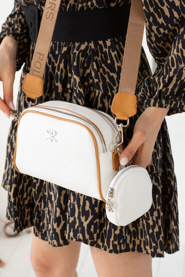 İmpolo Adela  Omuz Çapraz Beyaz  Taba   Kadın Çanta 15x21 ebat