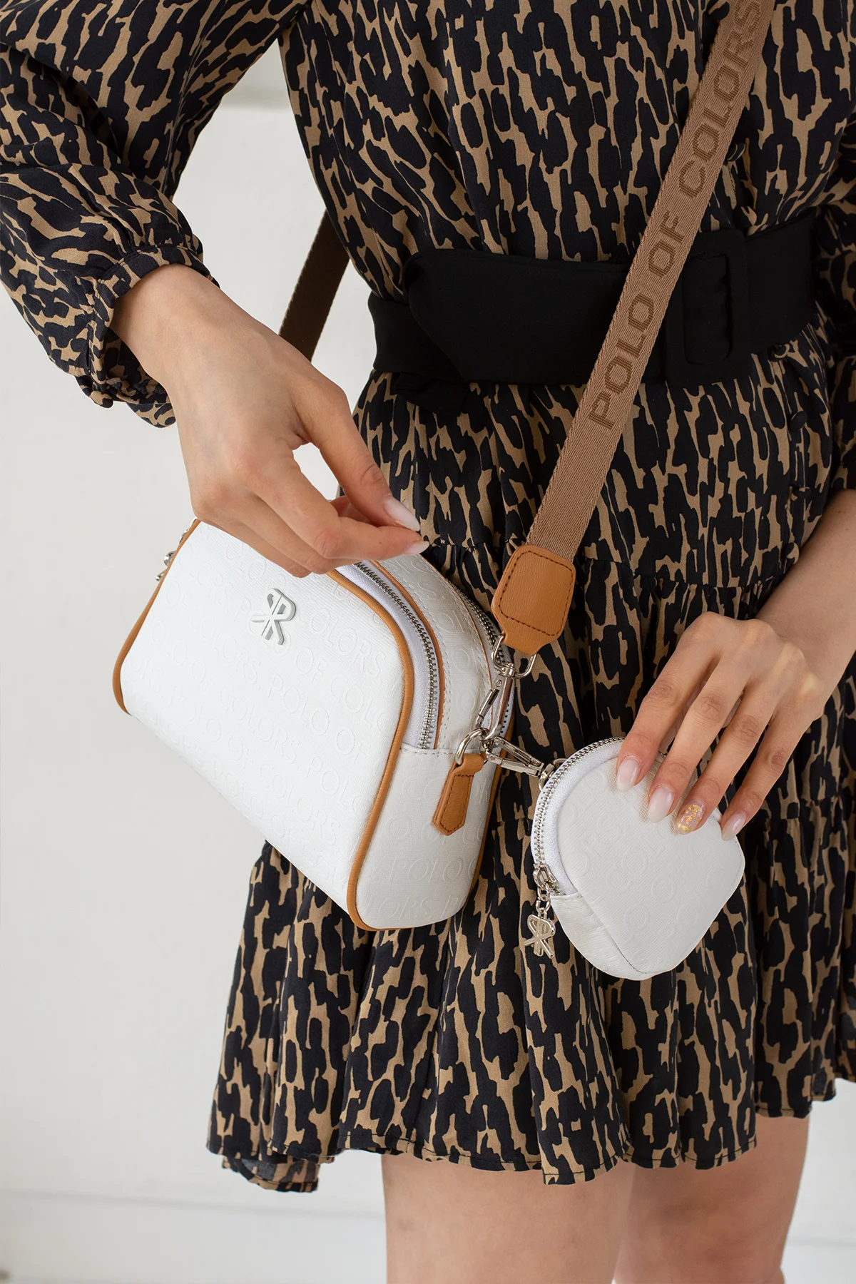 İmpolo Adela  Omuz Çapraz Beyaz  Taba   Kadın Çanta 15x21 ebat - Görsel 2