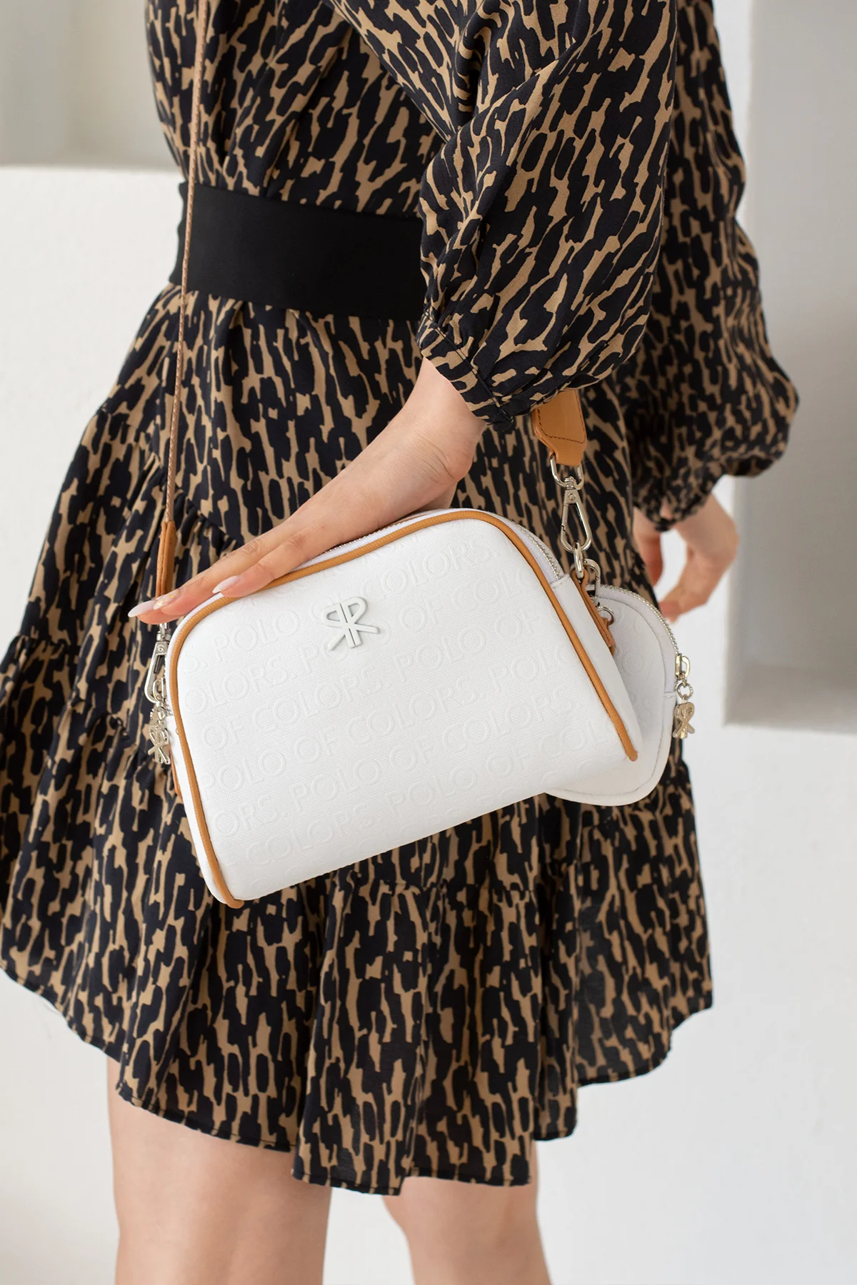 İmpolo Adela  Omuz Çapraz Beyaz  Taba   Kadın Çanta 15x21 ebat - Görsel 3