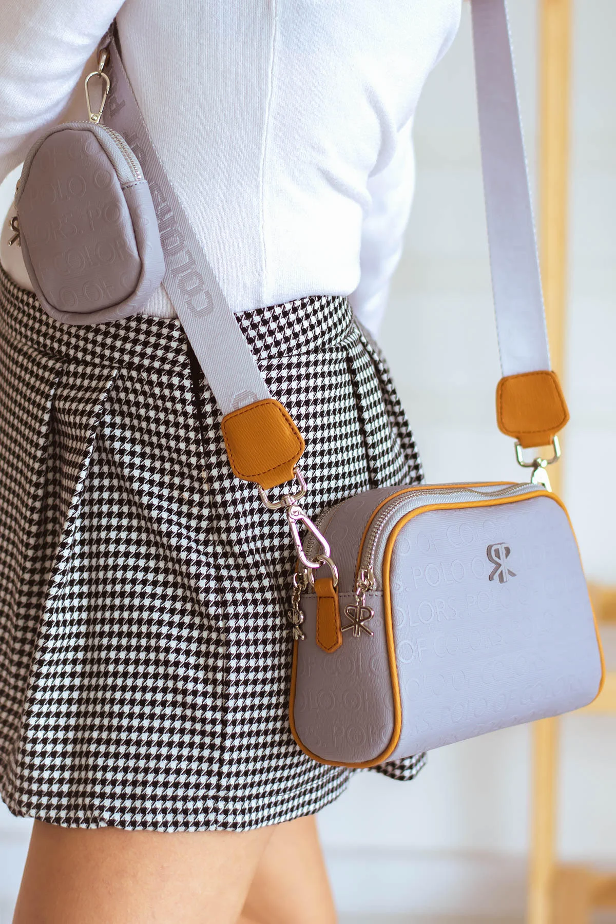 İmpolo Adela  Omuz Çapraz Gri  Taba   Kadın Çanta 15x21 ebat - Görsel 2