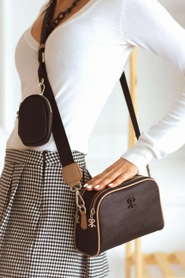 İmpolo Adela  Omuz Çapraz Siyah  Kum   Kadın Çanta 15x21 ebat