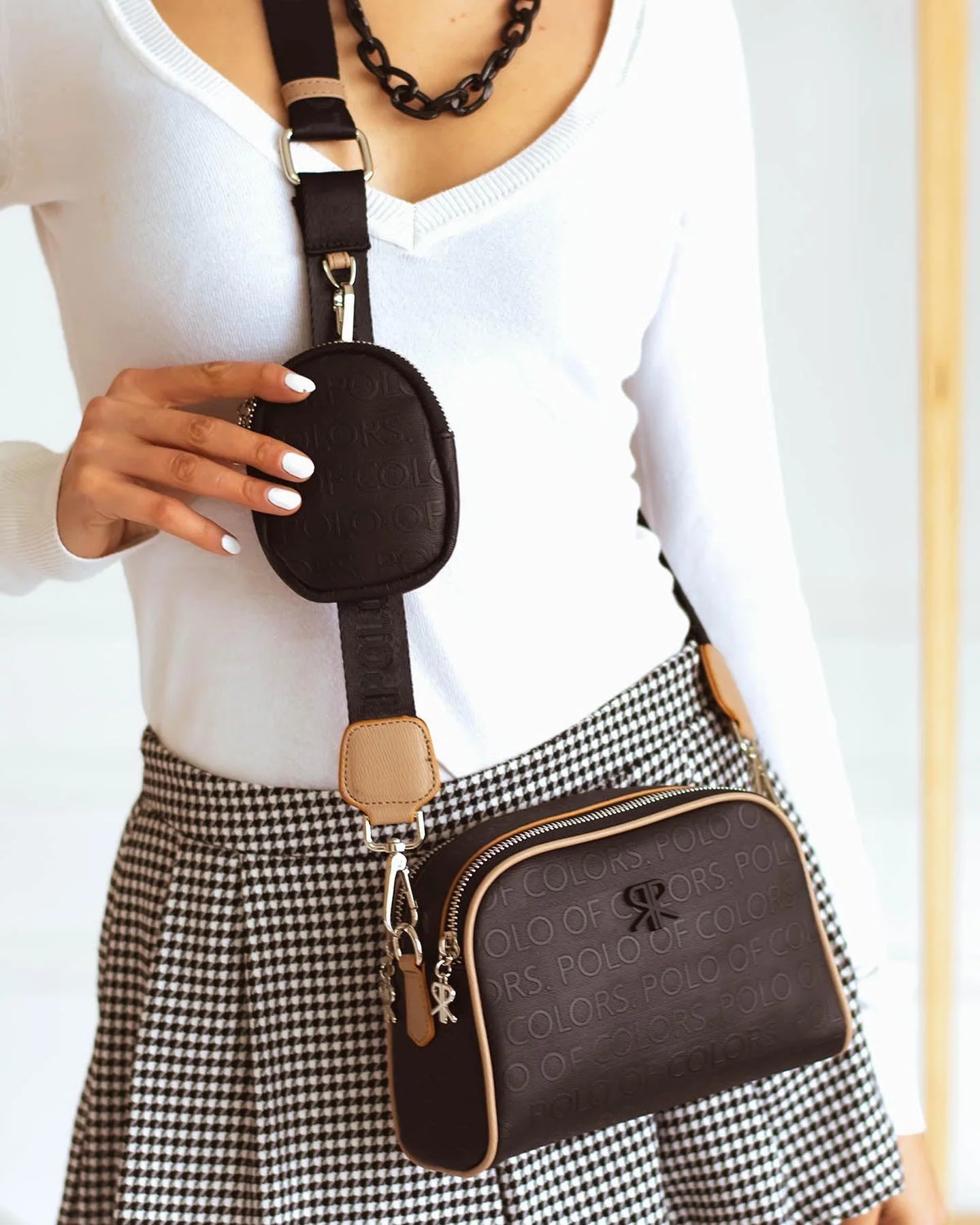 İmpolo Adela Omuz Çapraz Siyah Kum Kadın Çanta 15x21 ebat - Görsel 3