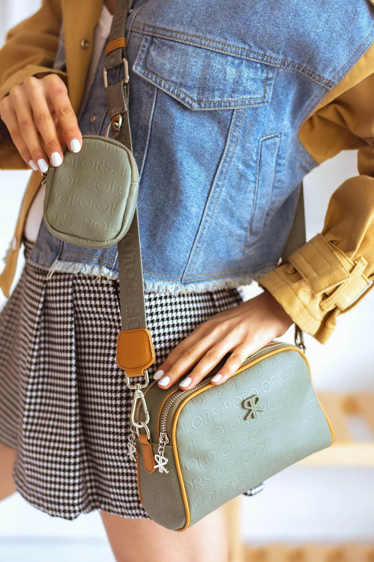 İmpolo Adela  Omuz Çapraz Yeşil  Taba   Kadın Çanta 15x21 ebat