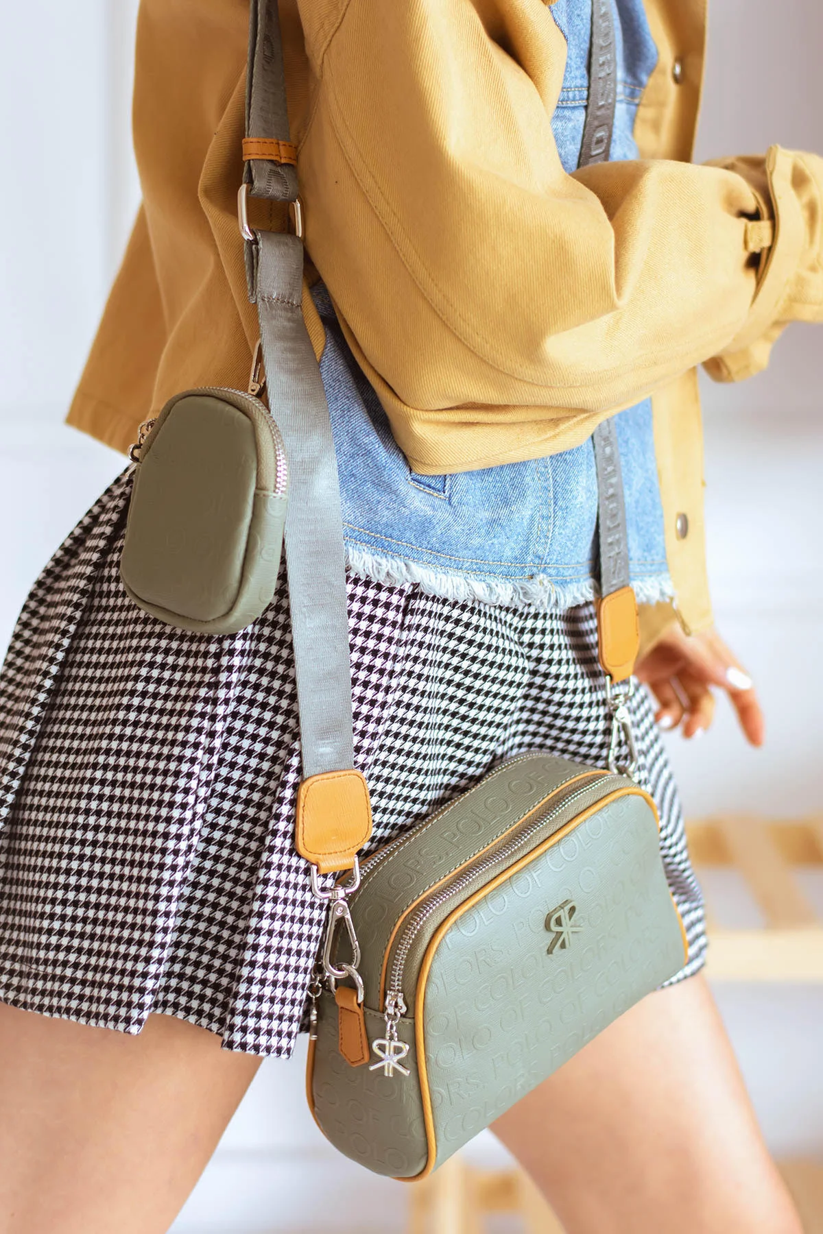 İmpolo Adela  Omuz Çapraz Yeşil  Taba   Kadın Çanta 15x21 ebat - Görsel 2