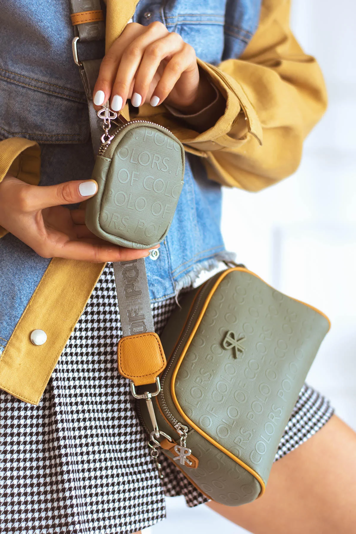 İmpolo Adela  Omuz Çapraz Yeşil  Taba   Kadın Çanta 15x21 ebat - Görsel 3