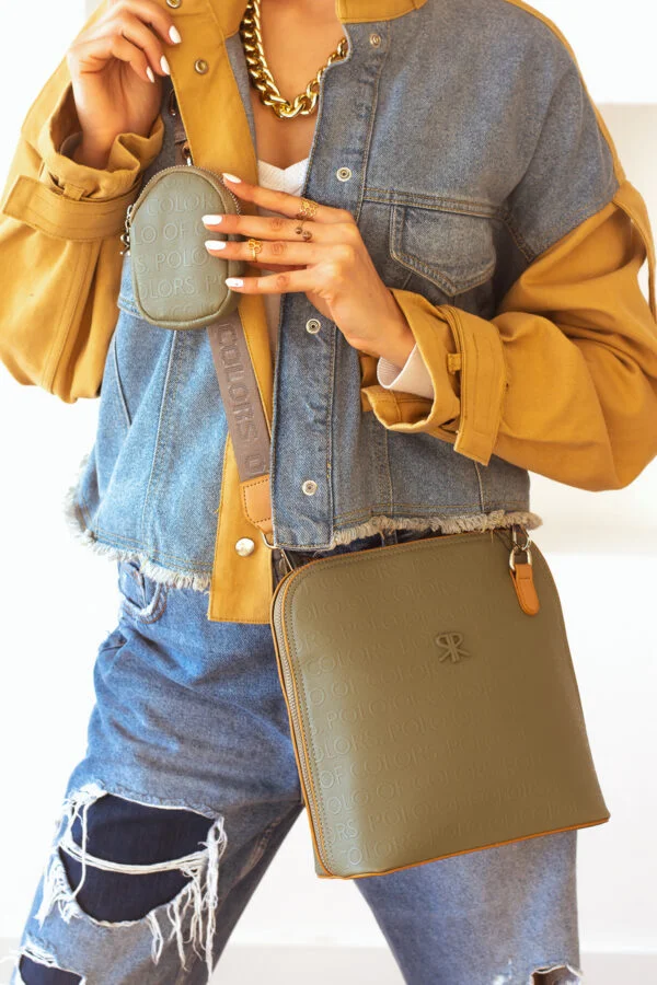 İmpolo Aisha Çapraz Spor Yeşil  Taba Kadın Çanta 24x26 Ebat