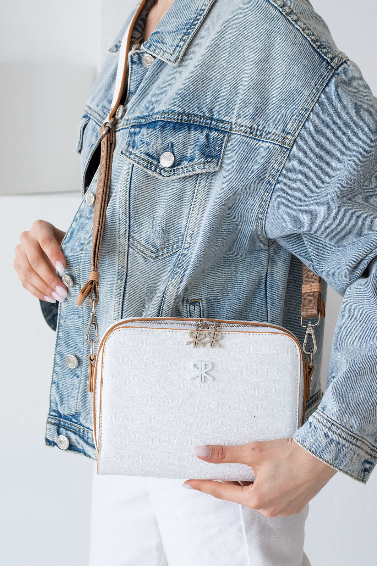 İmpolo Beti Beyaz  Taba Kadın Omuz Ve Çapraz Çantası 16X21 Ebatında