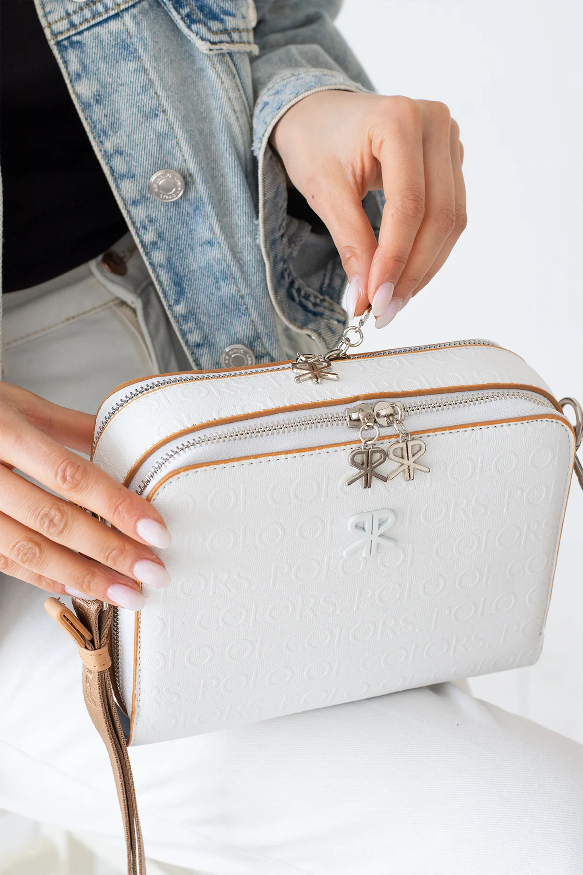 İmpolo Beti Beyaz  Taba Kadın Omuz Ve Çapraz Çantası 16X21 Ebatında - Görsel 3