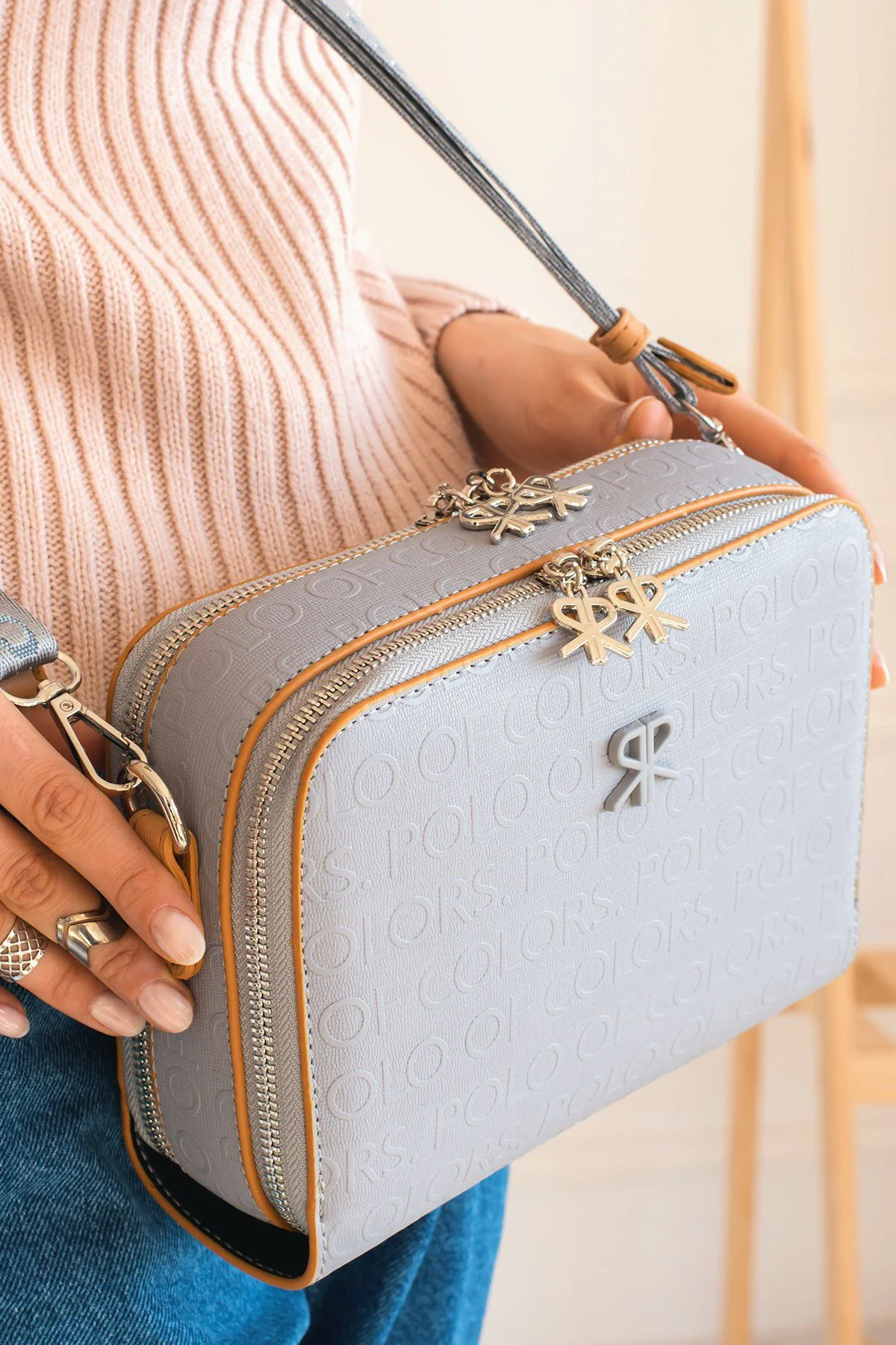 İmpolo Beti Gri  Taba Kadın Omuz Ve Çapraz Çantası 16X21 Ebatında - Görsel 3