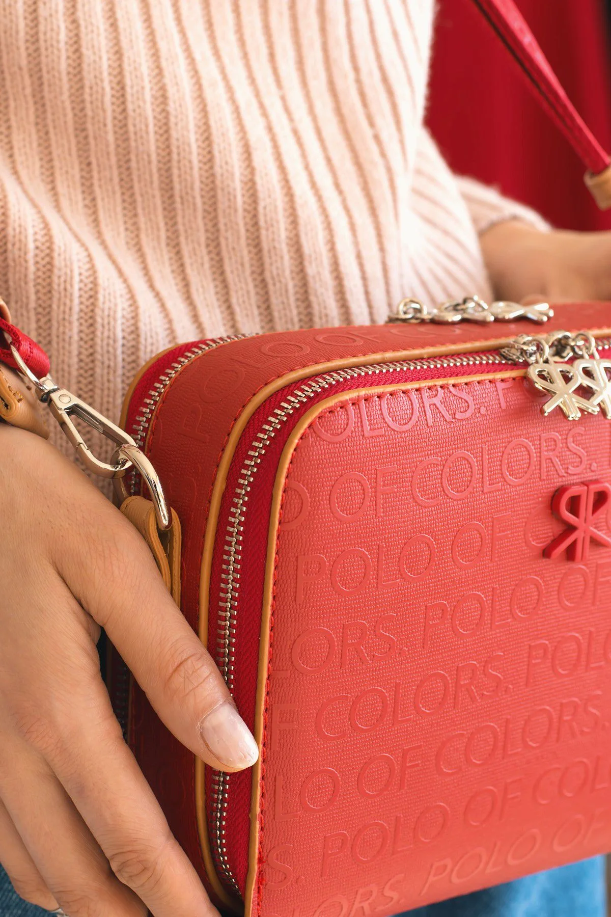 İmpolo Beti Kırmızı Taba Kadın Omuz Ve Çapraz Çantası 16X21 Ebatında - Görsel 3