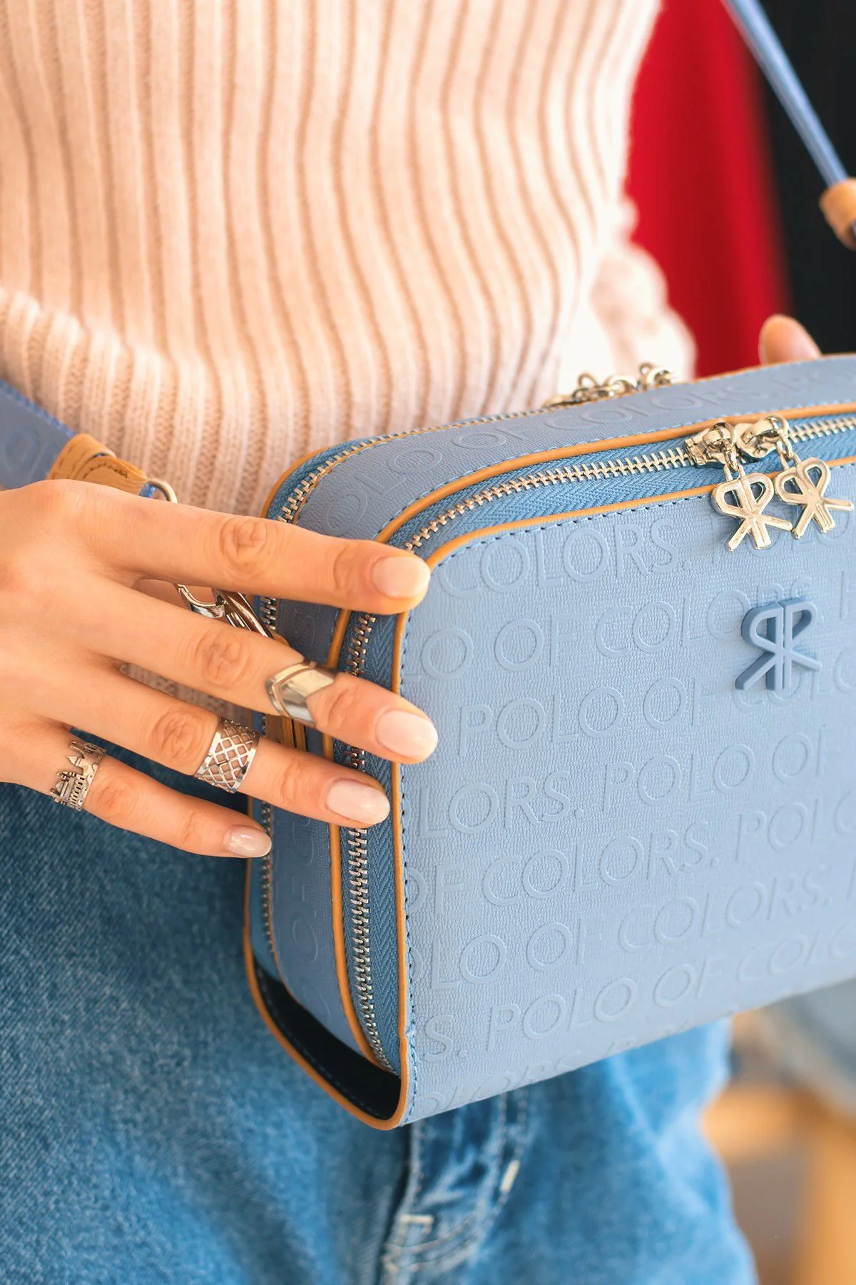 İmpolo Beti Mavi Taba Kadın Omuz Ve Çapraz Çantası 16X21 Ebatında - Görsel 3