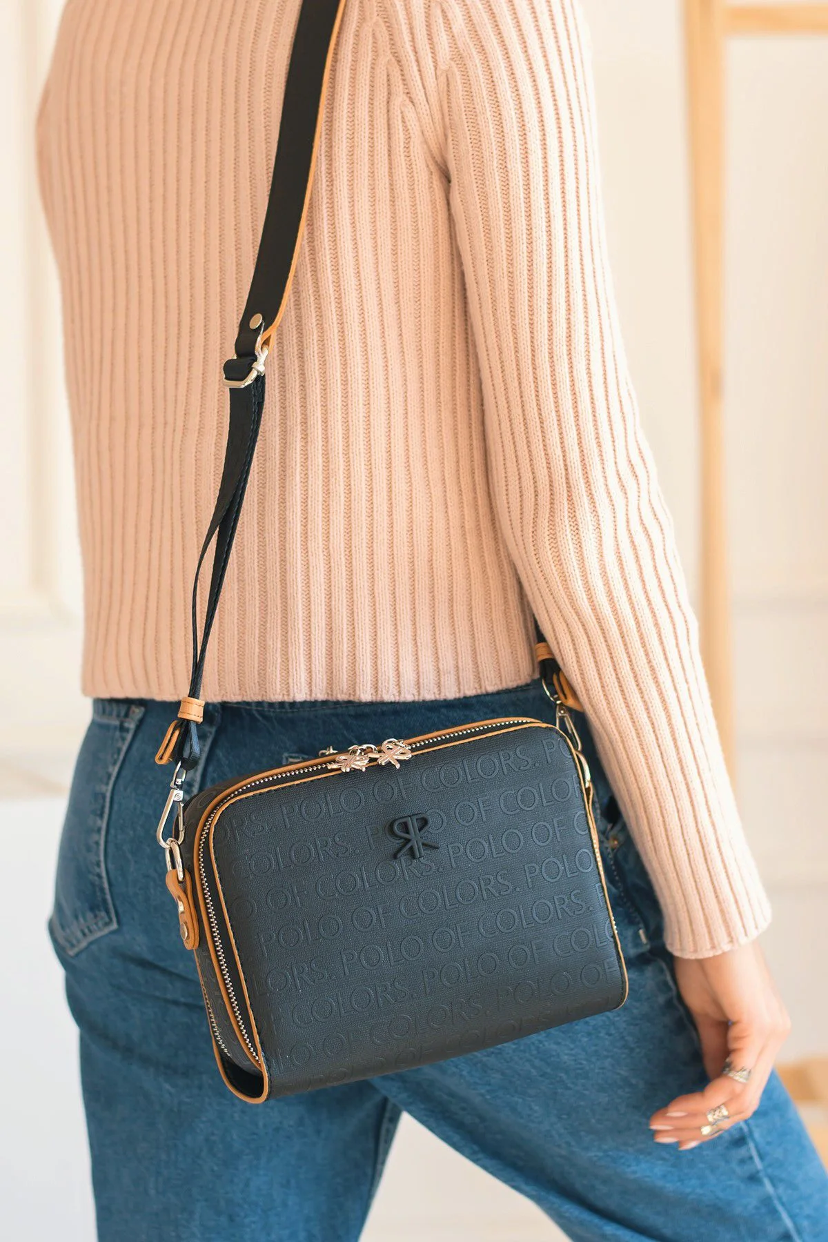 İmpolo Beti Siyah Kum Kadın Omuz Ve Çapraz Çantası 16X21 Ebatında - Görsel 2