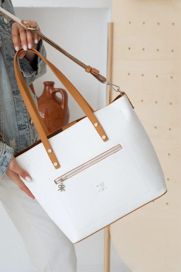 İmpolo Linda  Üçgözlü  Beyaz Taba Kadın Omuz Çanta