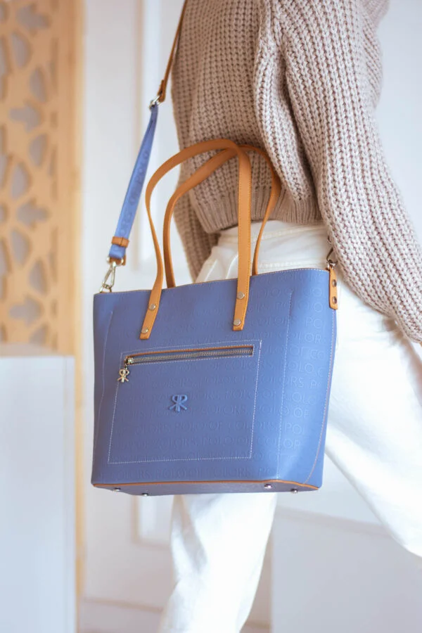 İmpolo Linda  Üçgözlü  Mavi  Taba Kadın Omuz Çanta