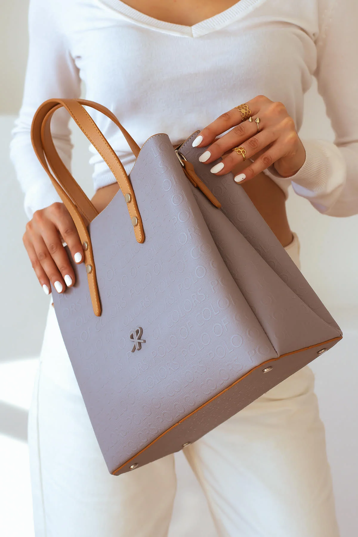 İmpolo Lori Omuz Gri Taba Kadın Çanta 27x34 Ebat - Görsel 3