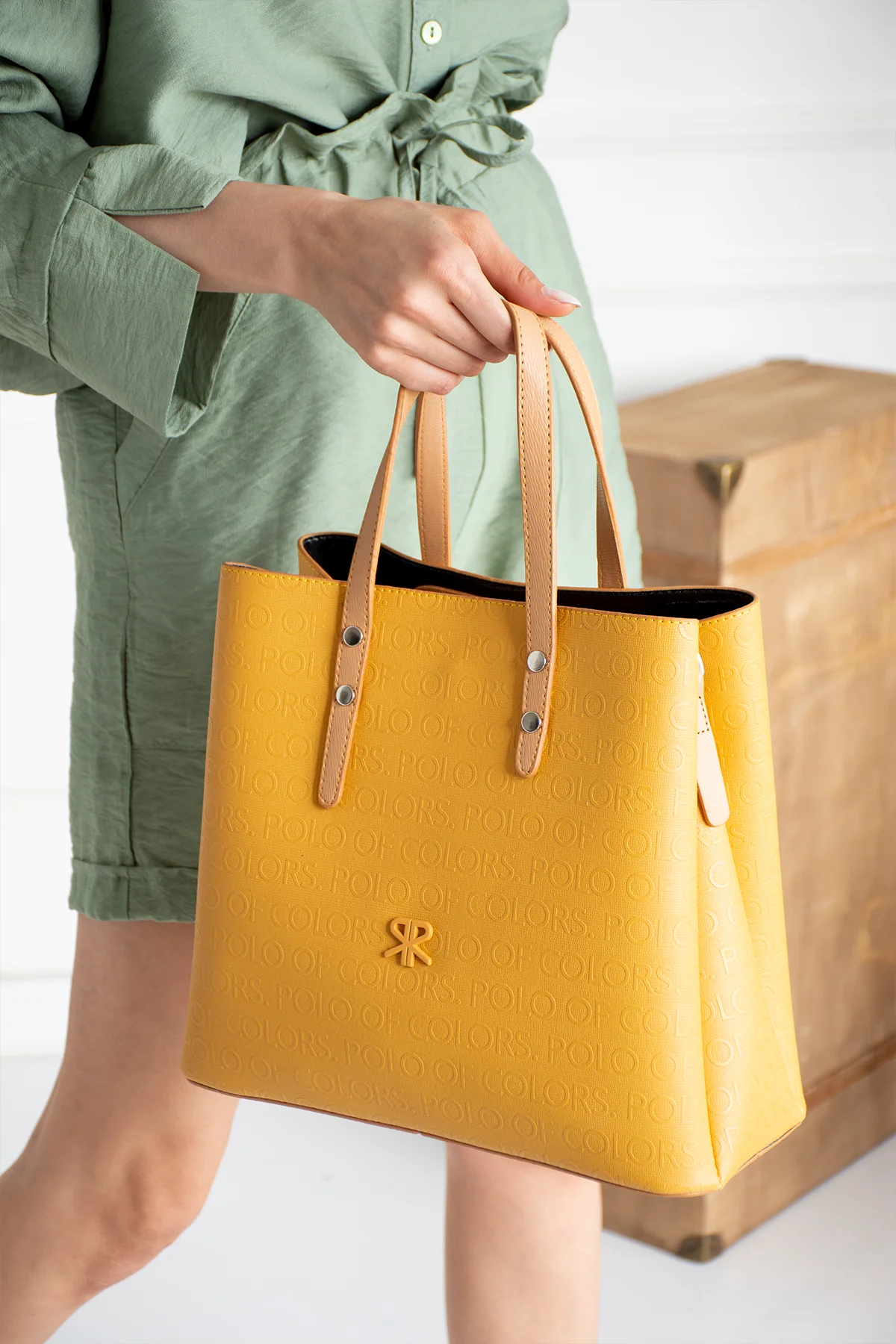 İmpolo Lori  Omuz Hardal  Taba  Kadın Çanta 27x34 Ebat - Görsel 2