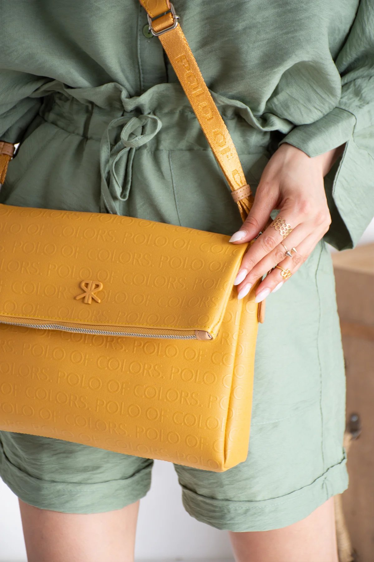 İmpolo  Barbara  Omuz Çapraz Hardal  Taba   Kadın Çanta 25x30 ebat - Görsel 2