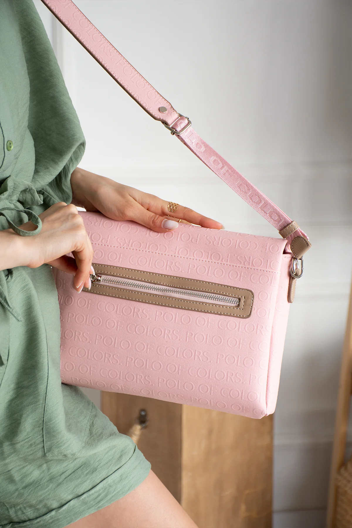 İmpolo  Barbara  Omuz Çapraz  Pudra Taba   Kadın Çanta 25x30 ebat - Görsel 3