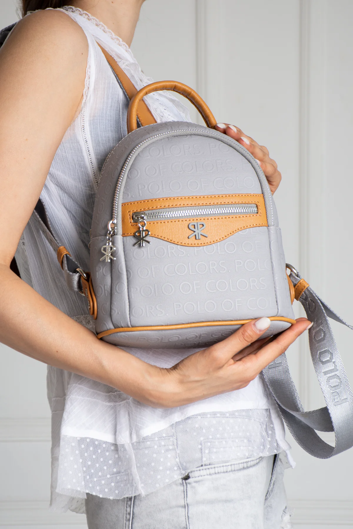 İmpolo Ellen Gri Taba Kadın Sırt Çanta 25x20 Ebat