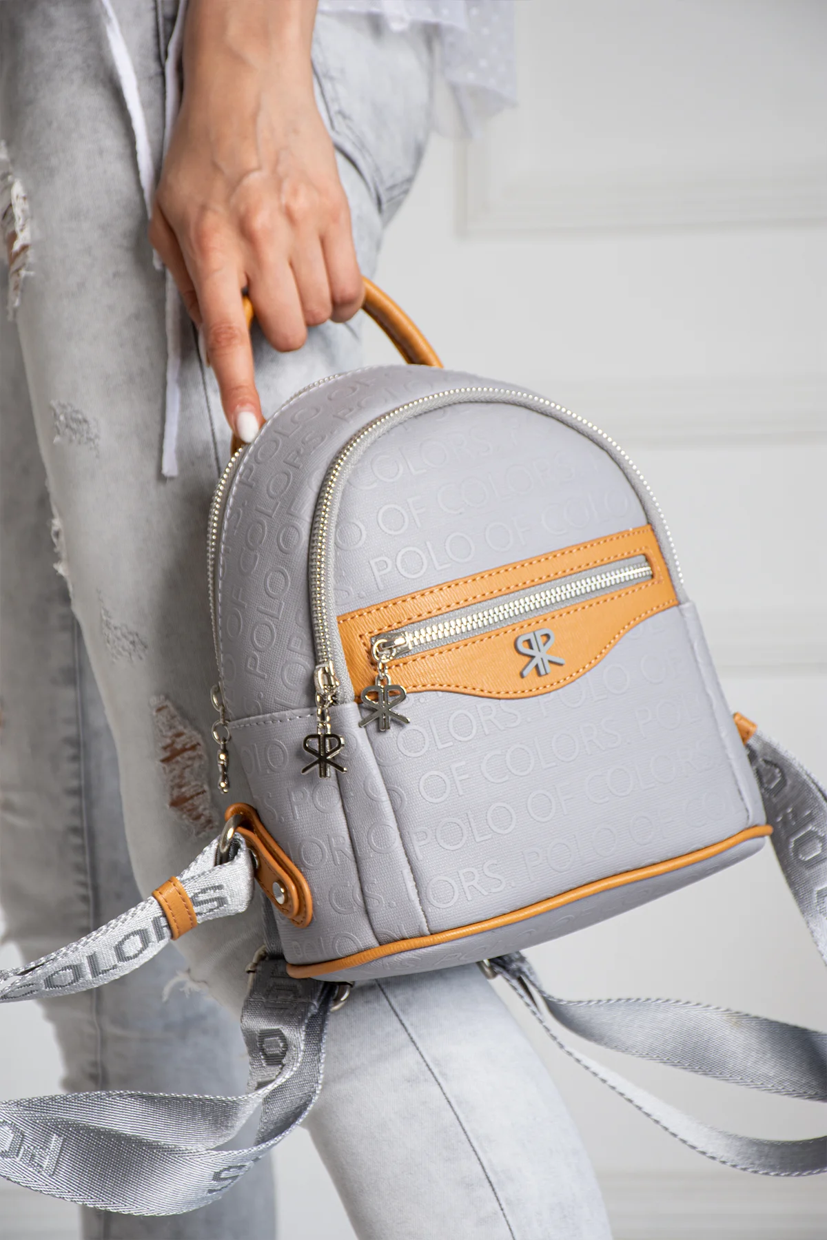 İmpolo Ellen Gri Taba Kadın Sırt Çanta 25x20 Ebat - Görsel 2