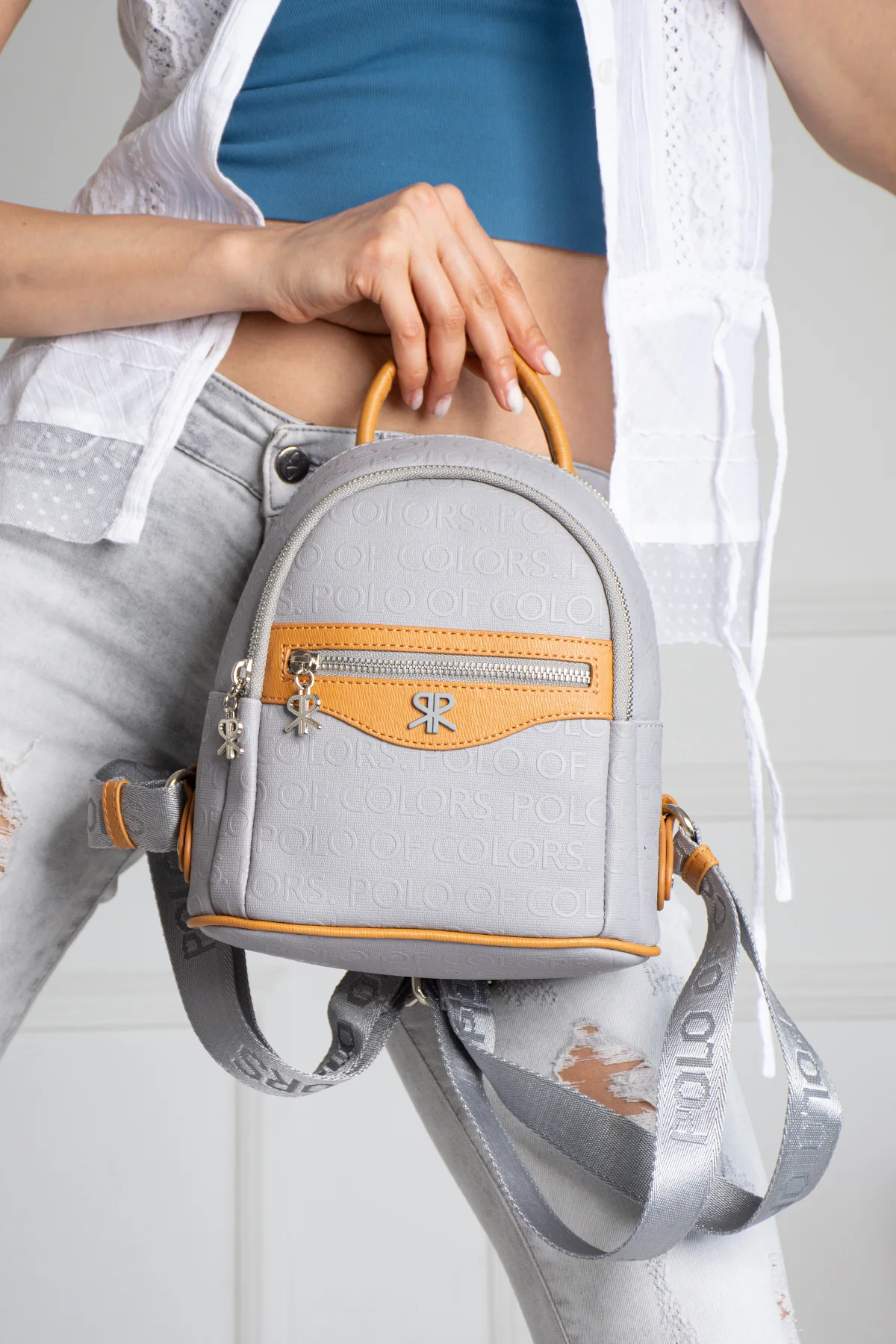 İmpolo Ellen Gri Taba Kadın Sırt Çanta 25x20 Ebat - Görsel 3