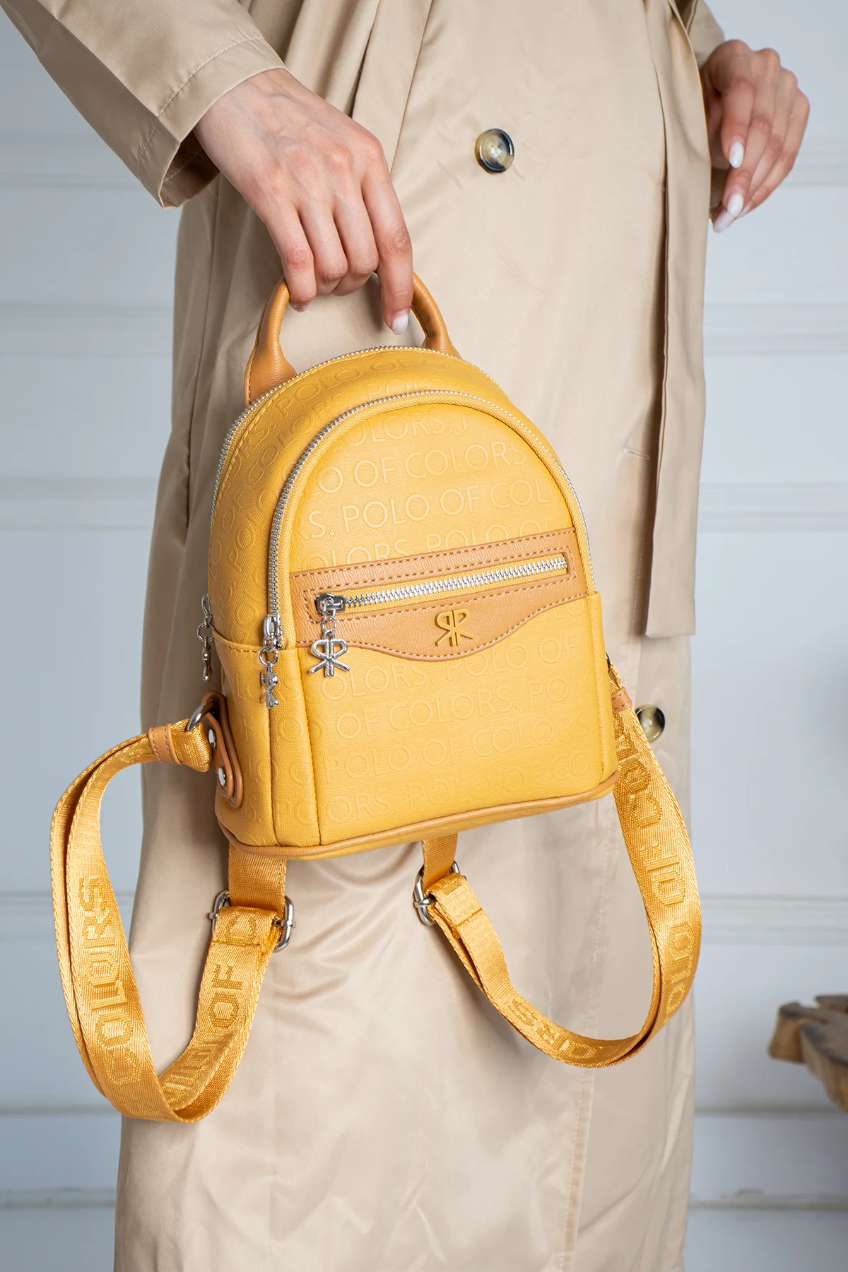 İmpolo Ellen Hardal Sarı Taba Kadın Sırt Çanta 25x20 Ebat - Görsel 2