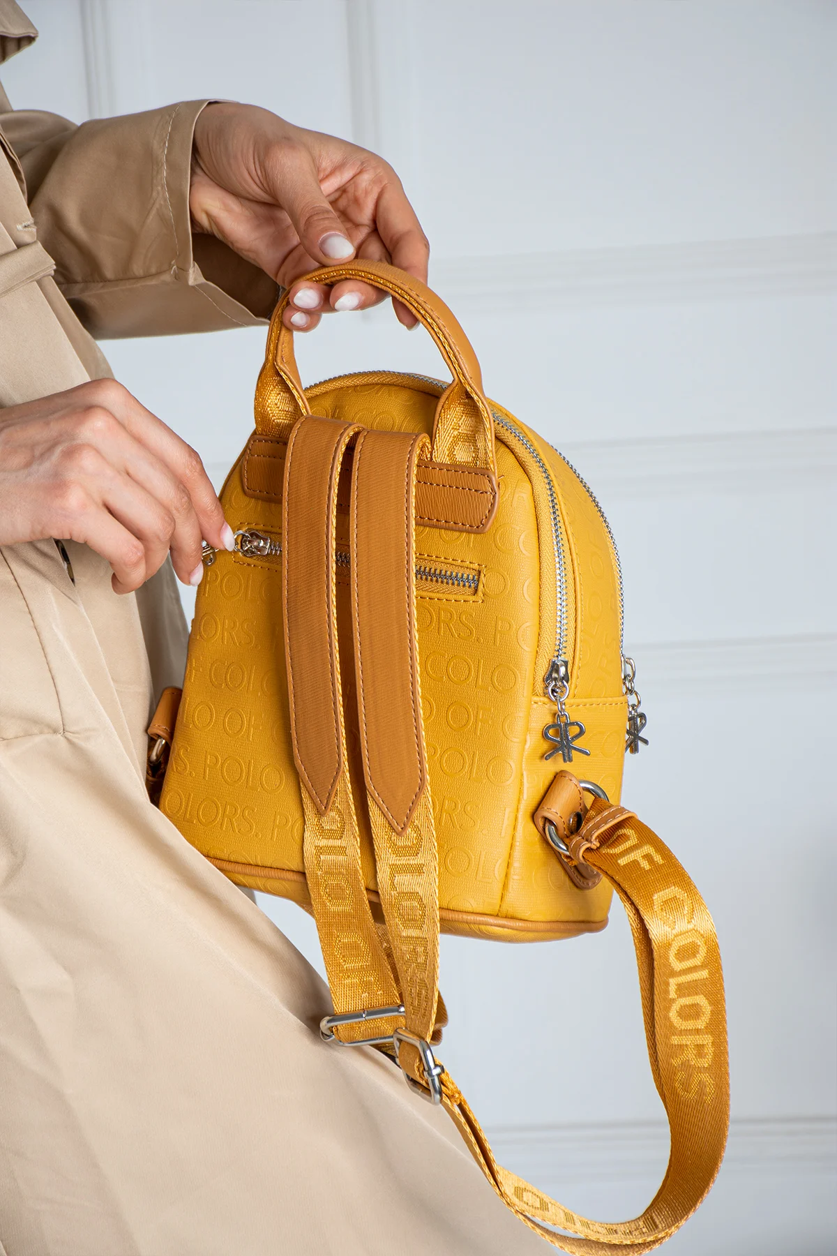 İmpolo Ellen Hardal Sarı Taba Kadın Sırt Çanta 25x20 Ebat - Görsel 3