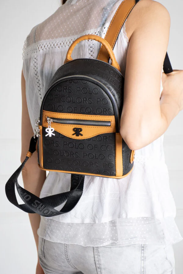 İmpolo Ellen Siyah Taba Kadın Sırt Çanta 25x20 Ebat